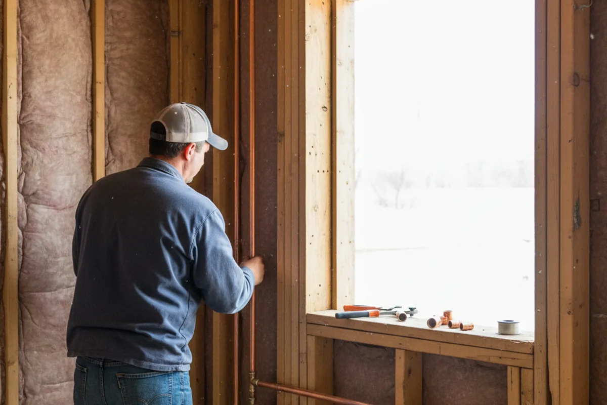 Licensed plumber running new copper supply lines in a Trenton home